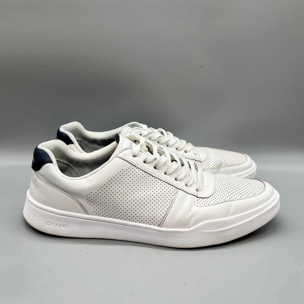 Cole Haan Sneakers Mens 12 White Navy Leather Perforated Grand Crosscourt Low